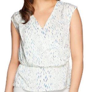 H by Halston Printed V-Neck Wrap Front Blouse